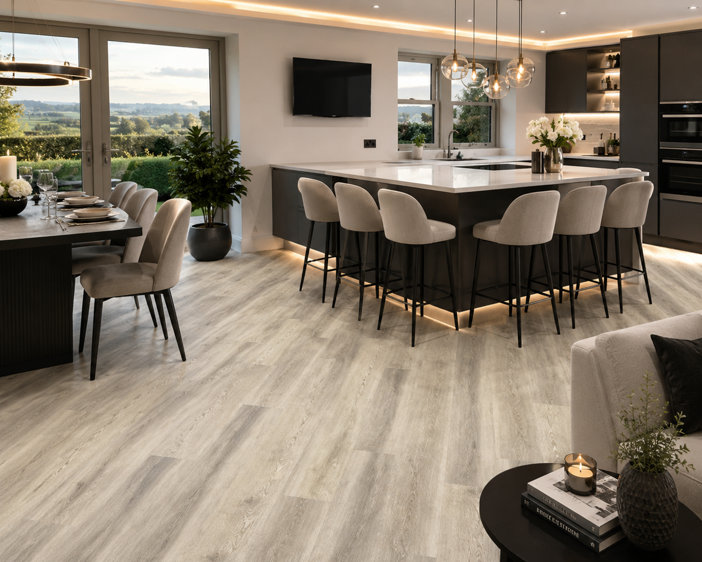 LVT flooring across rooms