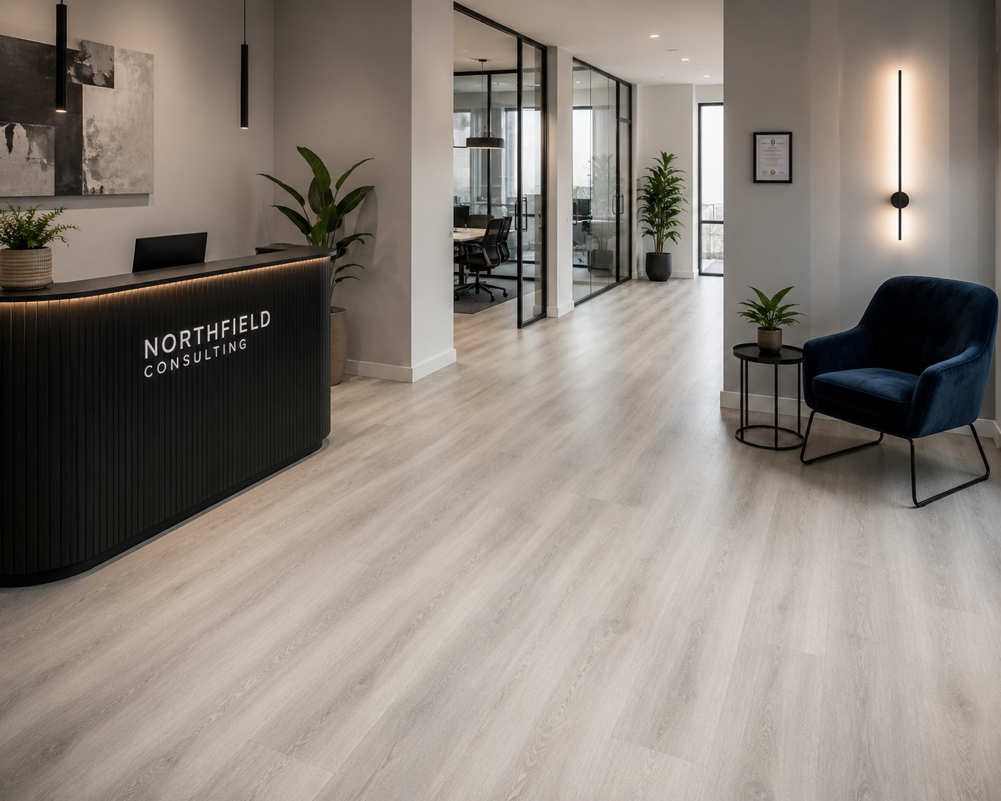 Commercial vinyl flooring in an office reception
